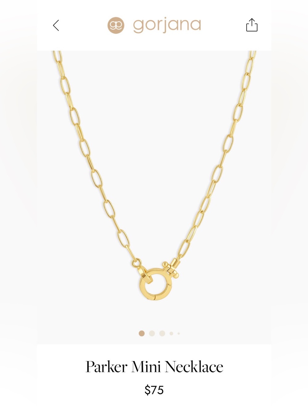NWOT Gorjana Parker Mini Paperclip Necklace